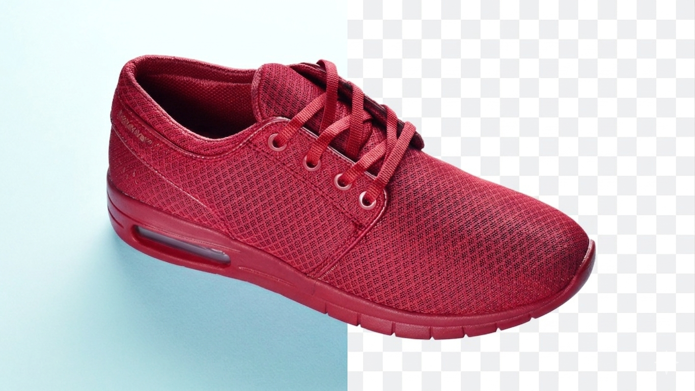 E-Commerce - AI background removal example showing clean subject extraction from the original background with a transparent PNG result